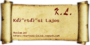 Kürtösi Lajos névjegykártya